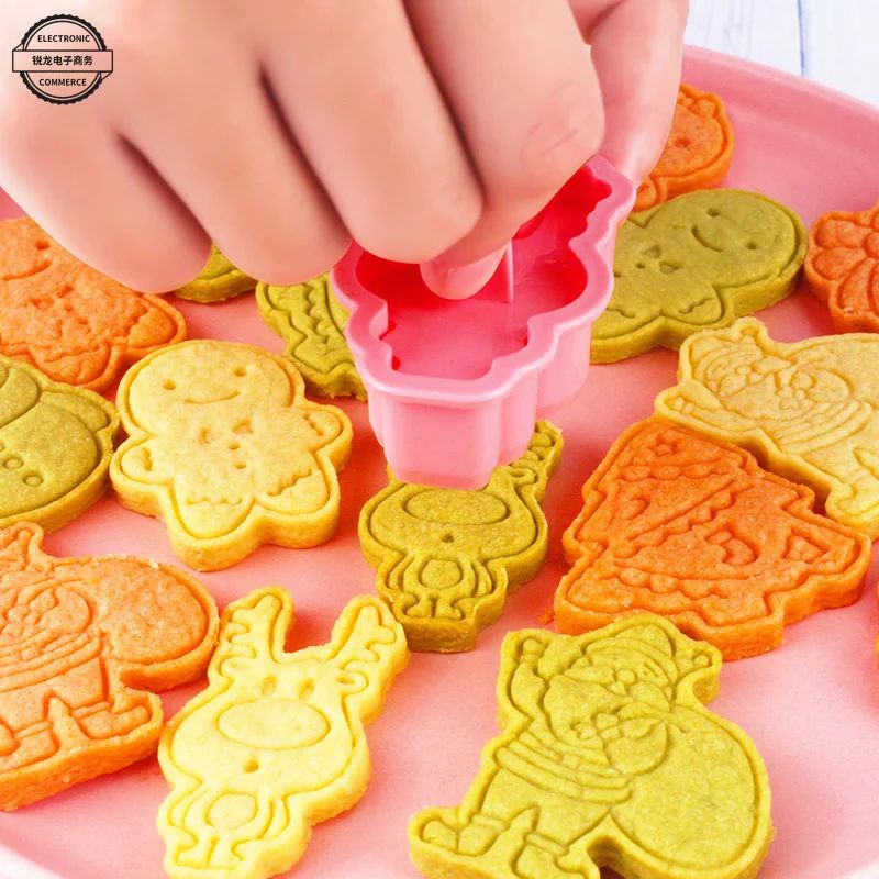 christmas plastic cookie cutter press set 6pcs / cetakan kue kering natal / xmas