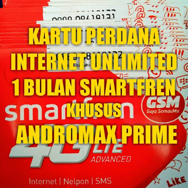 Kartu Perdana Internet Unlimited 1 Bulan Smartfren Khusus Andromax Prime