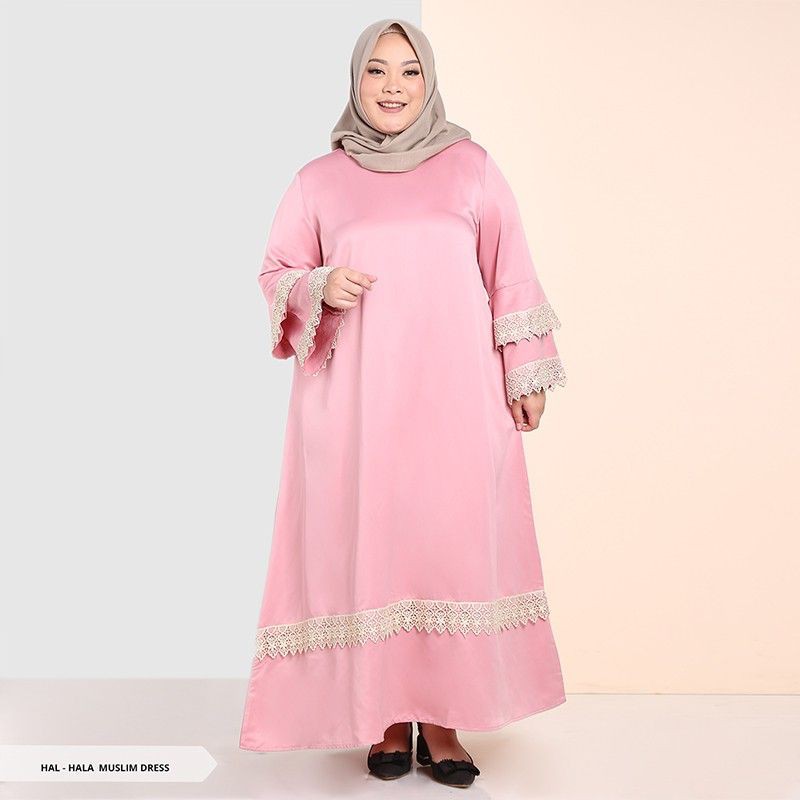 gamis dress jumbo bigsize Arabic pink
