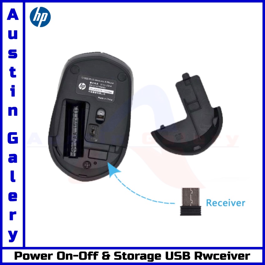 Mouse Wireless HP S1000 Silent 1600DPI Mouse Wireless 2.4G Untuk PC Laptop Komputer