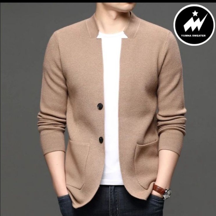 sweater blazer rajut Korea pria cotton premium