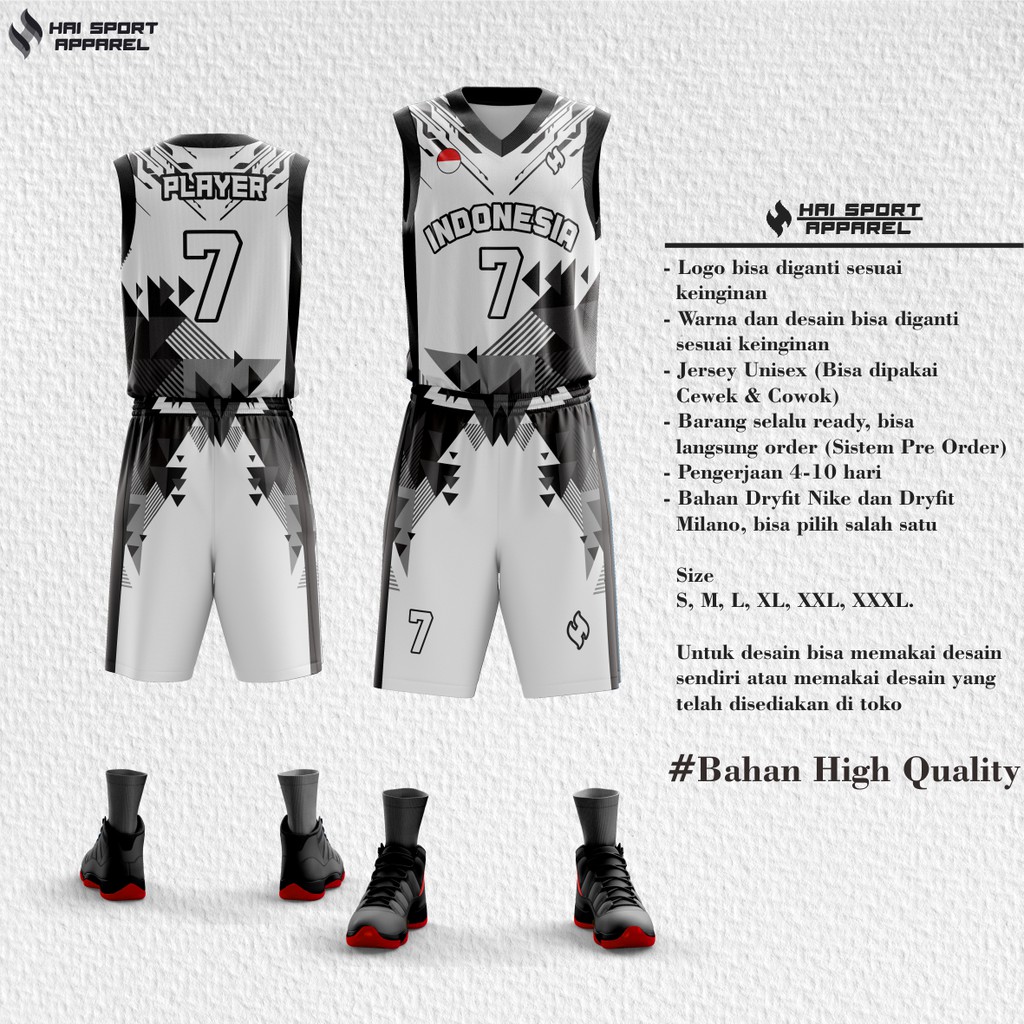 Custom Jersey Basket Full Printing Free Desain Shopee Indonesia