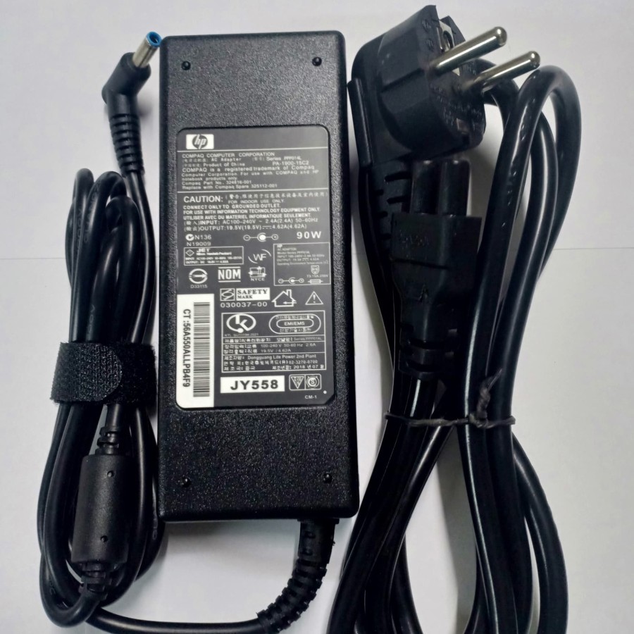 ADAPTOR CHARGER LAPTOP HP 19.5V 4.62APIN BLUE ORIGINAL