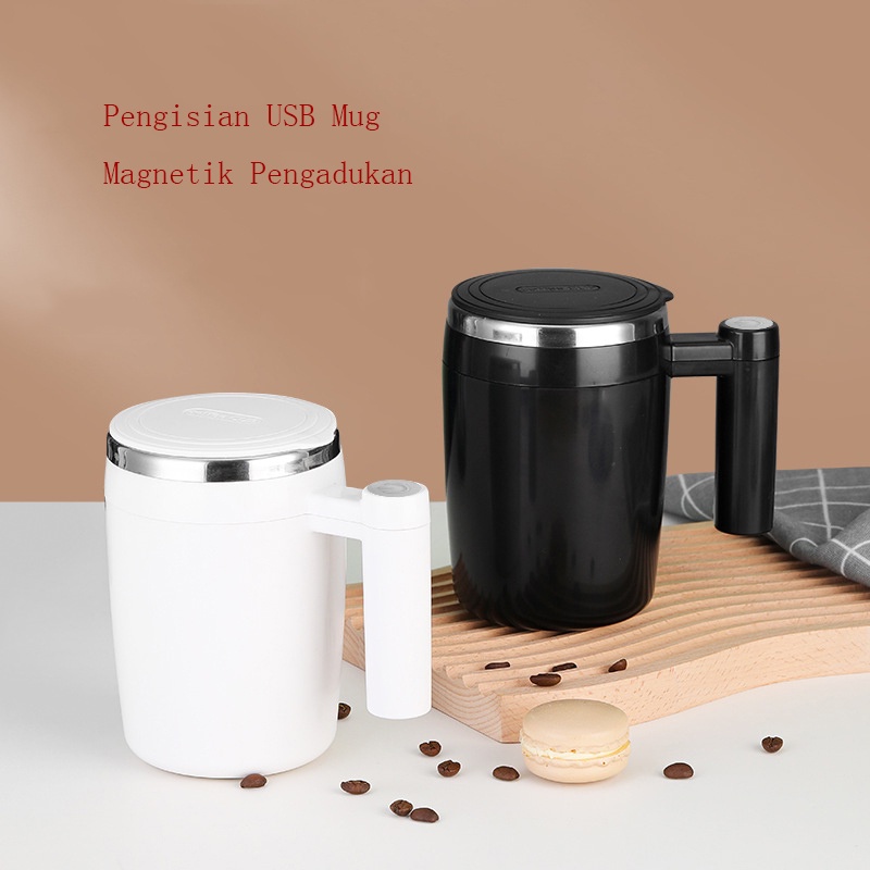 USB Charge Self Stirring Magnetic Mug Automatic Electric Stainless Steel Coffee Mixing Cup Smart Mixer Thermal Cup 380ml