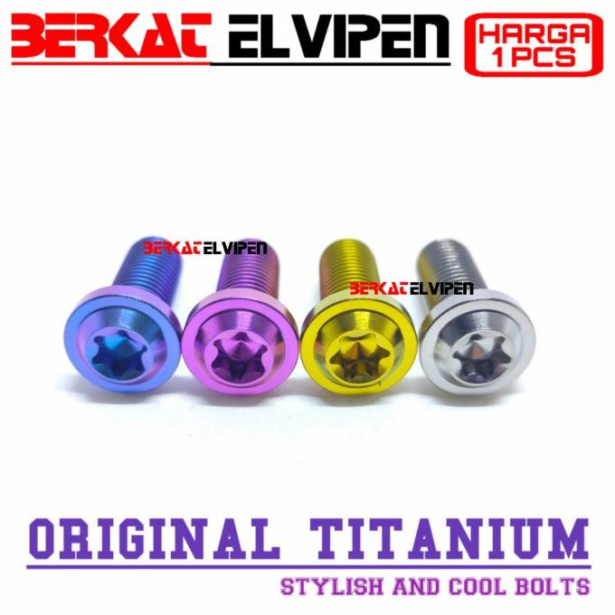 Baut Mur Pengencang Baut Titanium Big Head M10 X 25 Drat 14 Panjang 25Mm 2,5Cm