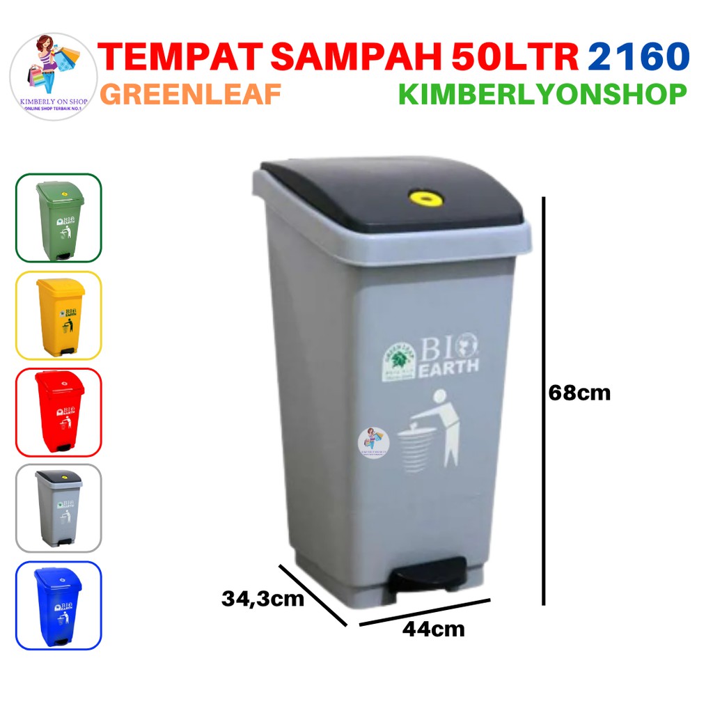 Tempat Sampah Tong sampah BIO injak 50 liter green leaf 2160