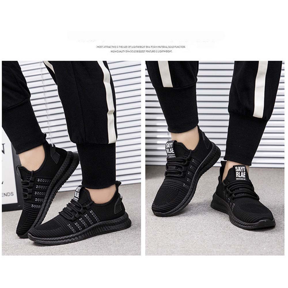 sepatu kasual u casual  pria hitam slip on cowok rajut pria shoes