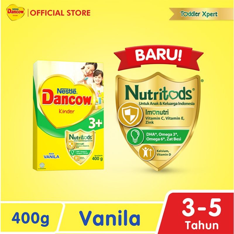 Nestle Dancow 3+ Nutritods Susu Pertumbuhan Rasa Madu &amp; Vanila 3-5 Tahun Box 350 gr