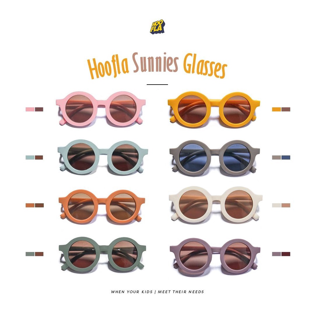 Kacamata Anak Anti Radiasi Bentuk Bulat Umur 1 - 8 Tahun Sunnies Glass Hoofla Kacamata Fashion Anak-Anak Gaya Korea Kualitas Premium