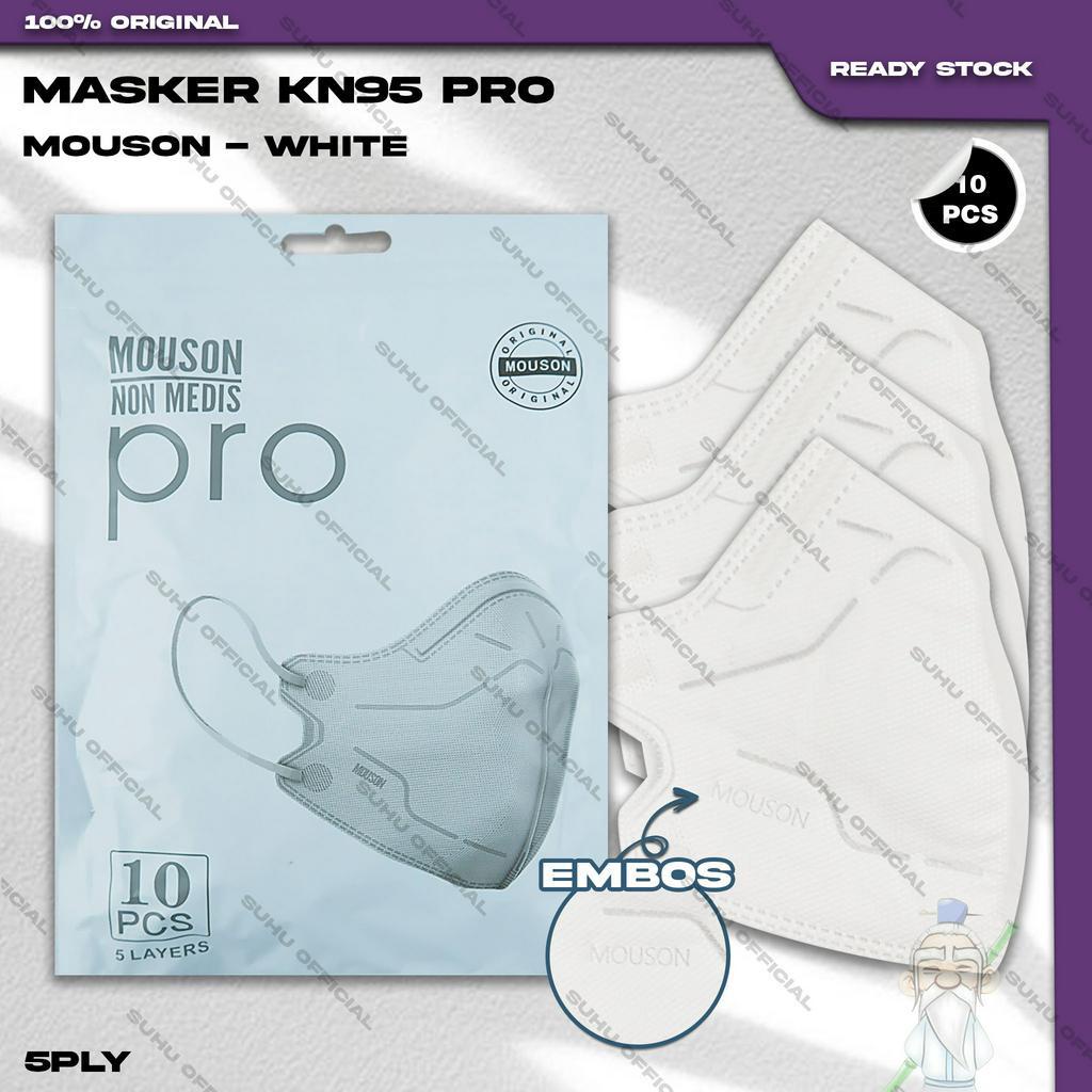 Masker KN95 PRO MOUSON 5Ply Isi 10Pcs Warna White Putih Hybrid KN 95 5 Ply Earloop Surgical Mask