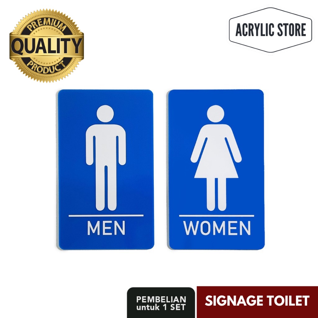 

Sign Toilet MEN WOMEN (1 Set) 12x20 cm Biru Muda
