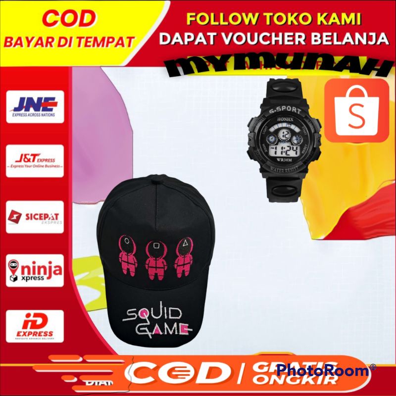 COD topi anak terbaru karakter squid game BORDIR bonus jam tangan sport keren