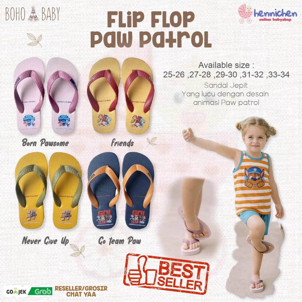 BOHOPANNA FLIP FLOPS PAW PATROL / BP X OT SENDAL ANAK SENDAL JEPIT ANAK PAW PATROL  1-6 thn