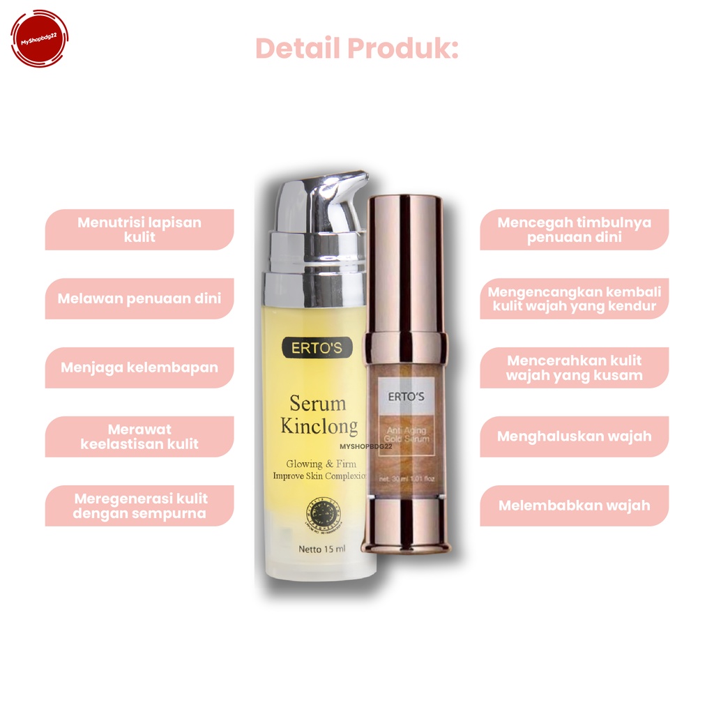 Ertos Anti Aging Gold Serum Anti Penuaan Skincare Perawatan Wajah Original BPOM By Myshopbdg22