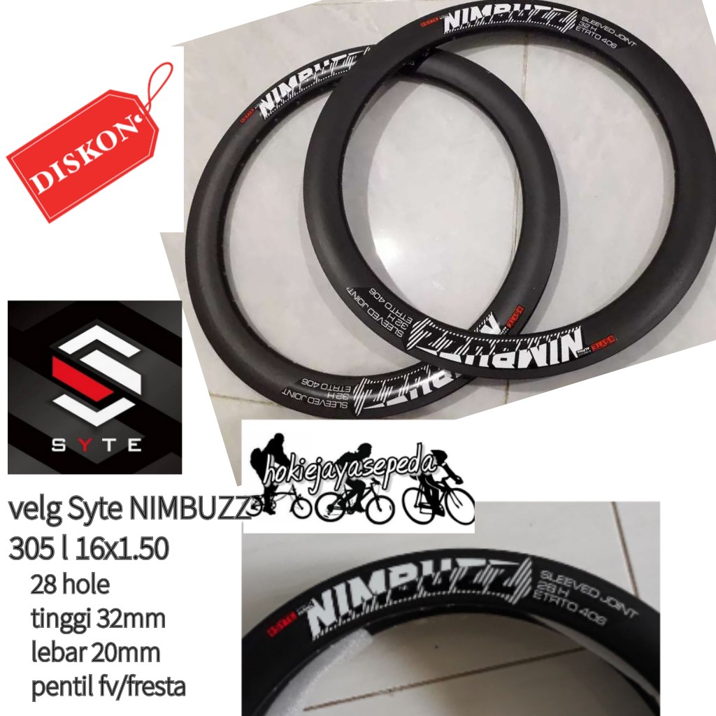 PACIFIC SYTE RIMS 16" MURNI Velg Sepeda noris double walls 32mm 28 hole