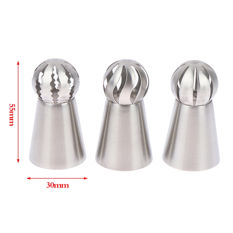 3pcs / Set Nozzles Bentuk Bunga Bahan 304 Stainless Steel Untuk Pastry