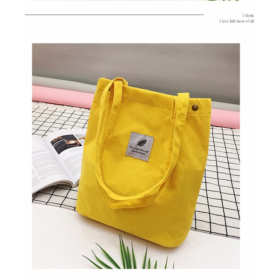 Tas WANITA  Corduroy Tote Bag impor  ALA KOREA tas aksesoris wanita