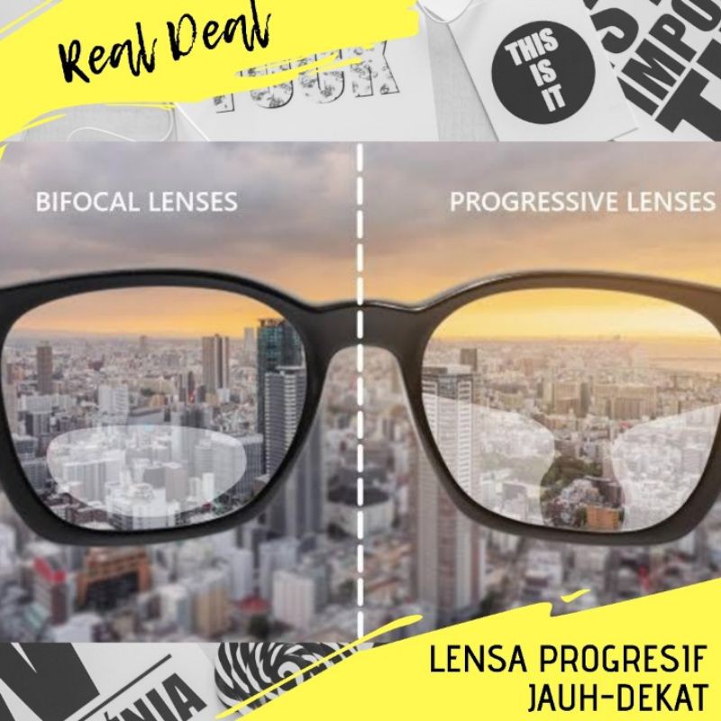 LENSA KACAMATA PROGRESIF MINUS PLUS JAUH DEKAT DOUBLE LENS