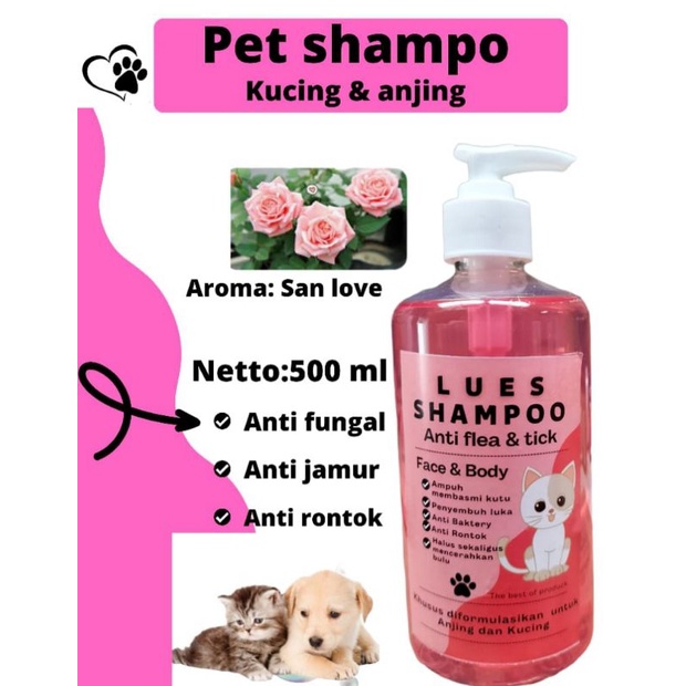 Shampoo kucing dan anjing anti kutu dan pelembut/anti jamur/anti rontok netto:500ml