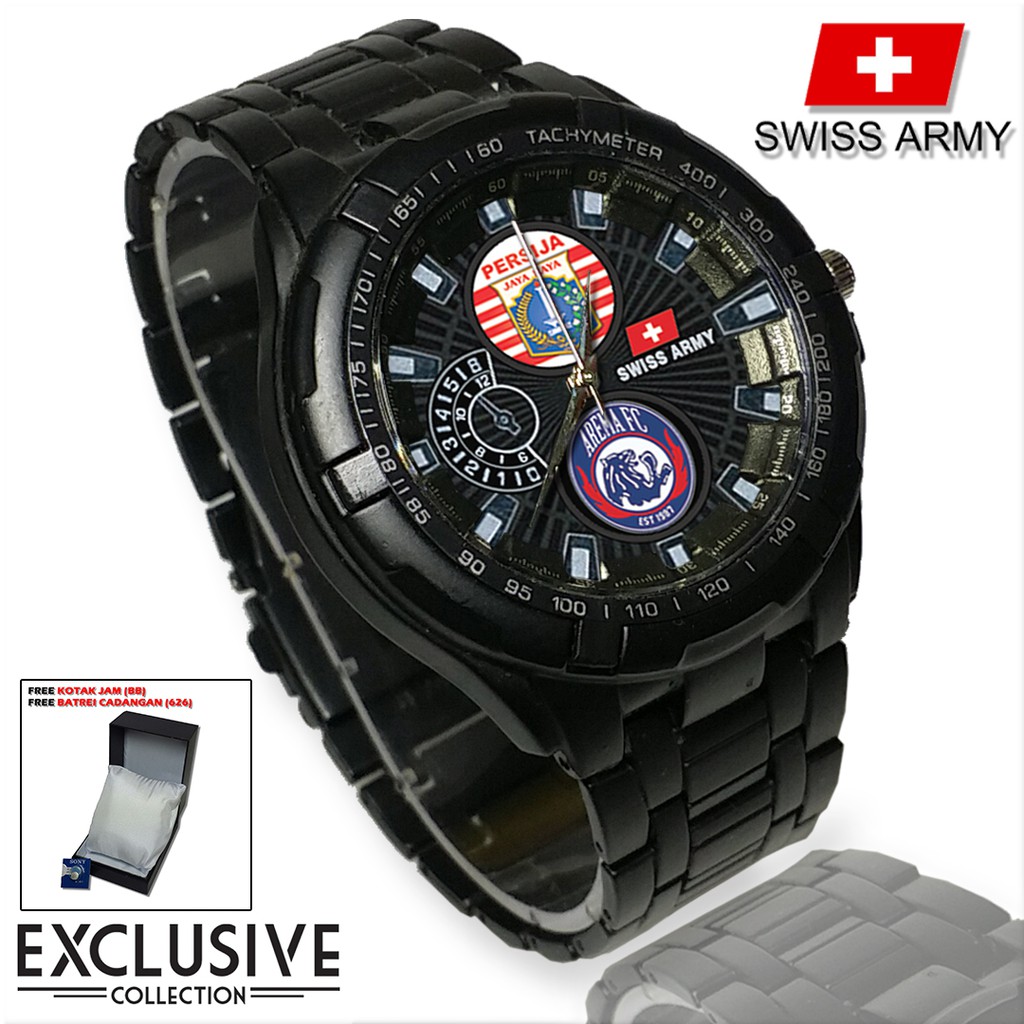 (Istimewa Bossque) Jam PERSIJA &amp; AREMA Rantai Sport (Black Doff)