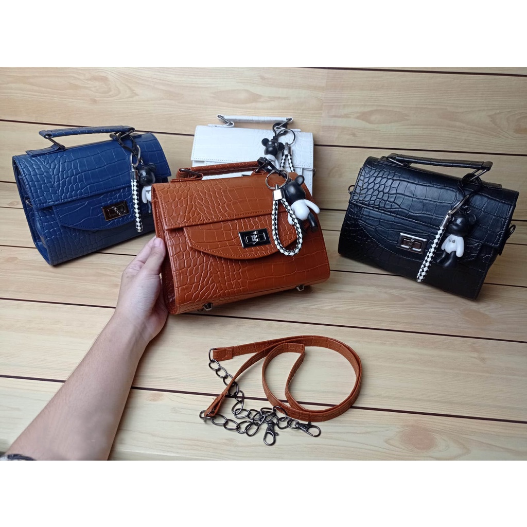 A-ZAHRA  538 SLING BAG MOTIF KULIT BUAYA / TAS SLEMPANG CROCO GAGANG / TAS SLEMPANG CROCO FREE GANTUNGAN