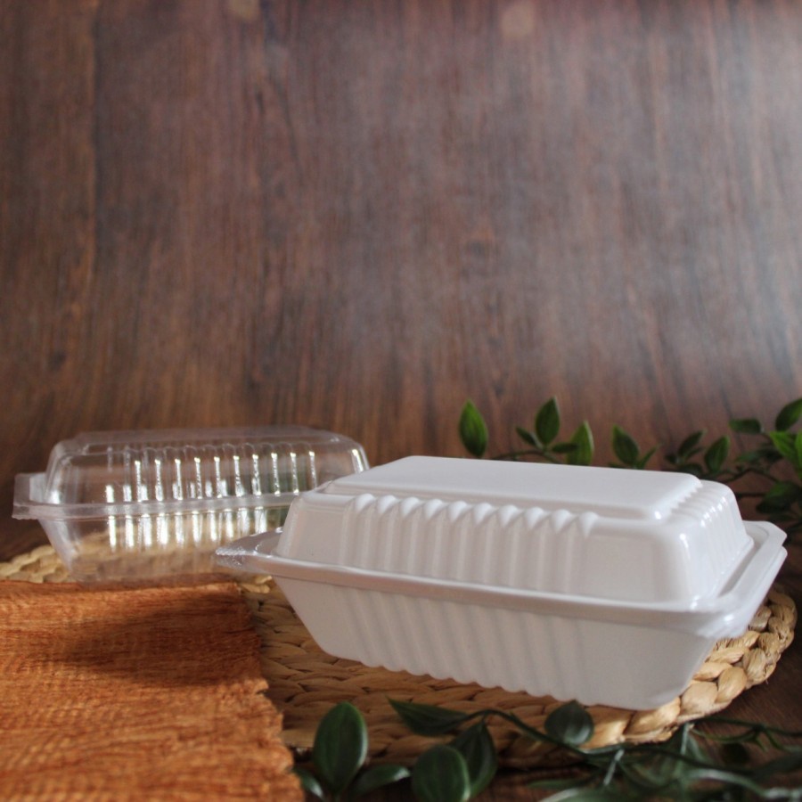 Mika Kotak Makanan Lunchbox Mika Box Bento Putih Bening Tanpa Sekat Packaging 16x11x6 cm (Isi 25pcs)