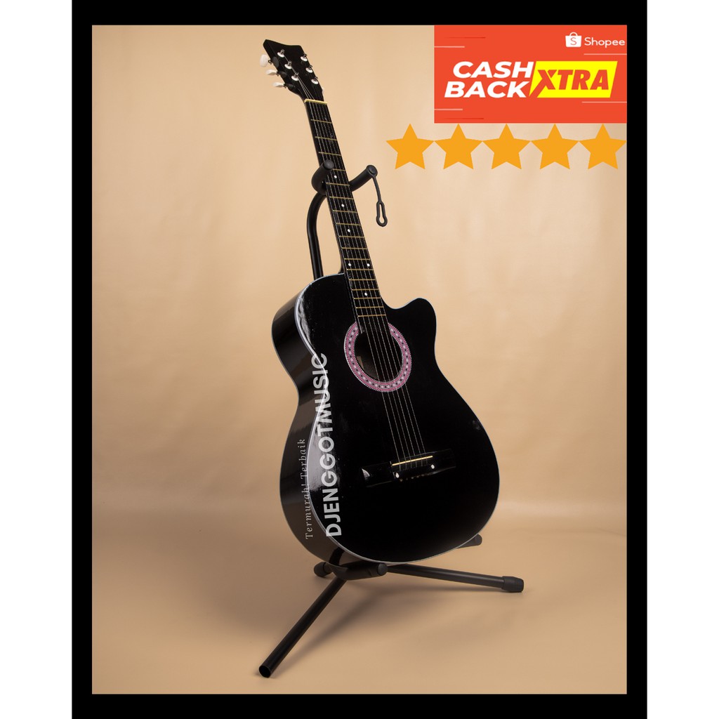 [PAKET KOMPLIT] GITAR AKUSTIK BLACK for Beginner BONUS SOFTCASE