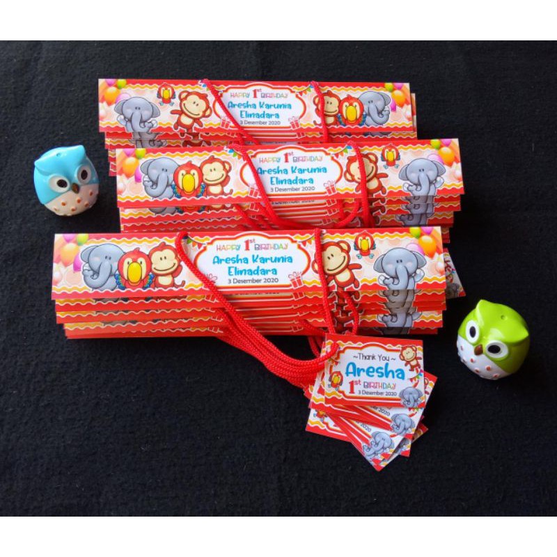 Pakai THANKS CARD - Label Tas label Jajan Ultah Murah - Tas Plastik Ulang Tahun Custom-4