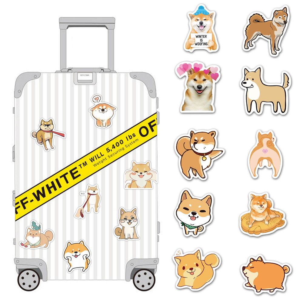 ELEGANT Lovely Japanese Shiba Inu Dog Sticker 50pcs/pack Animal Stickers Puppy Sticker DIY Scrapbook Cute Helmet Guitar Sticker Mobile Phone Decor Skateboard Graffiti Sticker