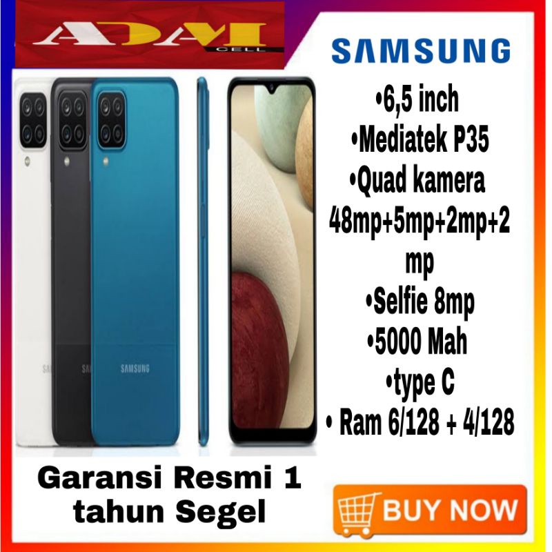 hp samsung A12 ram 4 rom 128 bateri 5000 mAh garansi Resmi samsung Sein 1 tahun Segel
