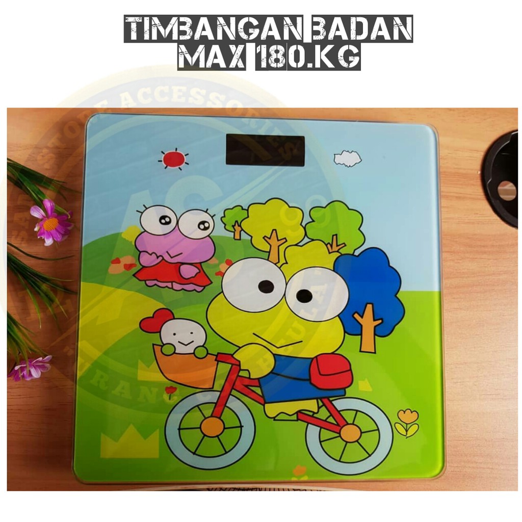TIMBANGAN BADAN DIGITAL KARAKTER KEROPPI/ KAPASITAS 180.KG/ TIMBANGAN LUCU