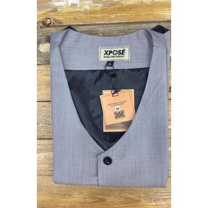 Vest Formal - Rompi Setelan Dalaman Jas Pria/Groomsmen Wedding - Slim Fit M L XL Big Size/Jumbo/XXL-AbuMuda(Polos)
