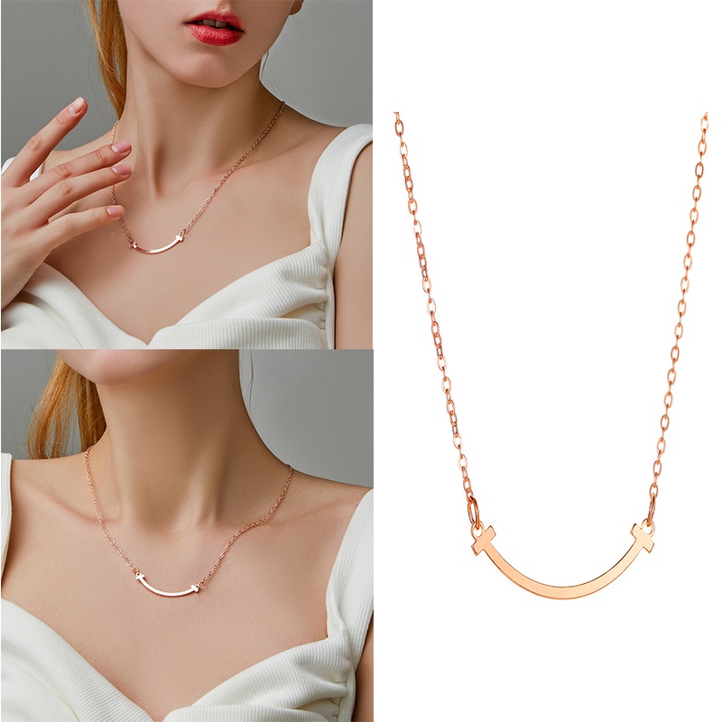 Smile Clavicle Chain Silver Gold Choker Alloy Kalung untuk Wanita