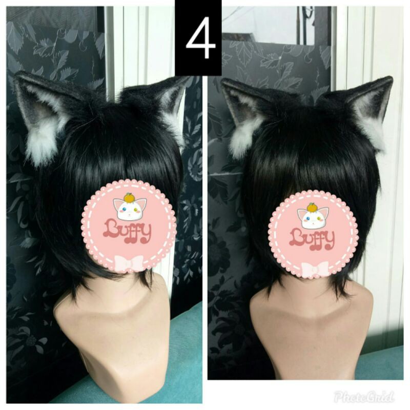 Headband realistic fur cat ear nekomimi  black cosplay lolita women fashion halloween bando kucing