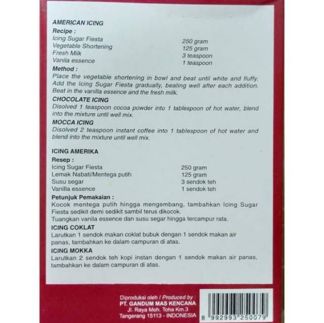 Fiesta Icing Sugar 425 gr / Tepung Gula