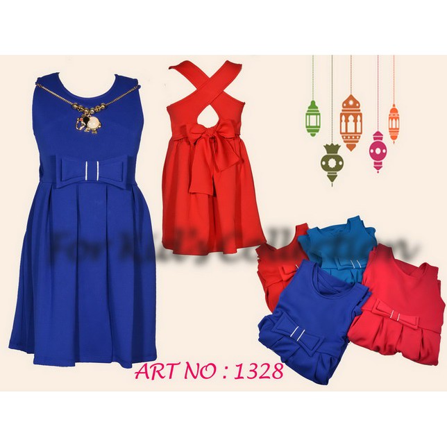 Dress Fashion Anak Perempuan Backless Silang Bahan Kaos Velvet Premium