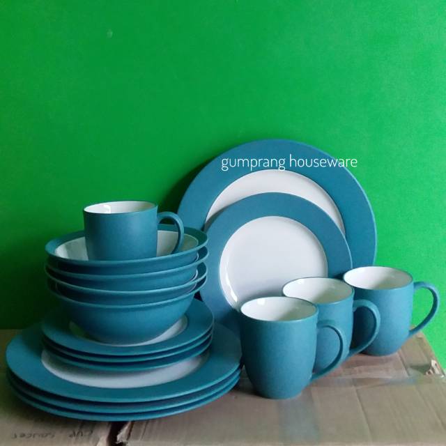 Dinner set Noritake colorwave tosca rim piring mangkok mug tosca