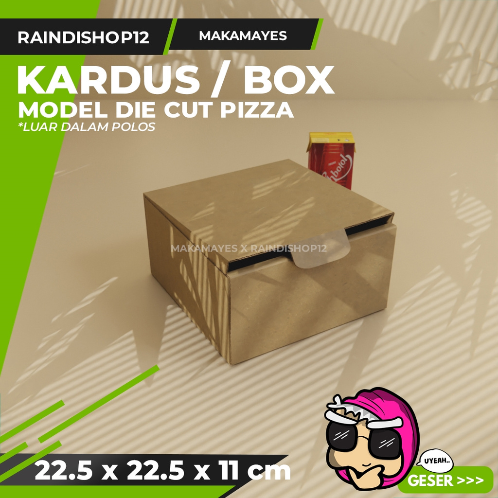 

(MIN 5 PCS) BOX 22.5 X 22.5 X 11 CM KARDUS DIE CUT PIZZA KEMASAN PACKAGING KADO