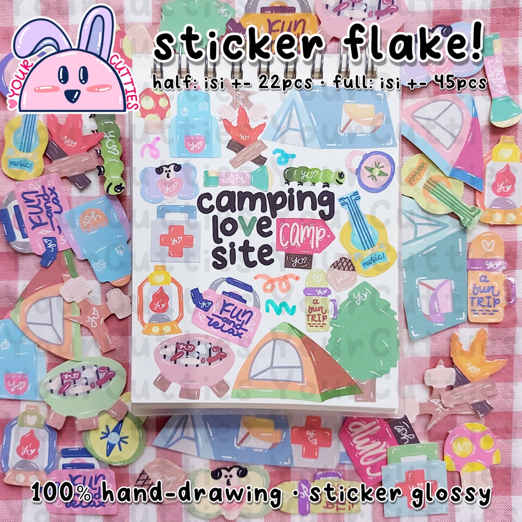 

[FLAKE] STIKER CAMPING CAMP DOODLE JURNAL BUJO PLANNER LUCU MURAH