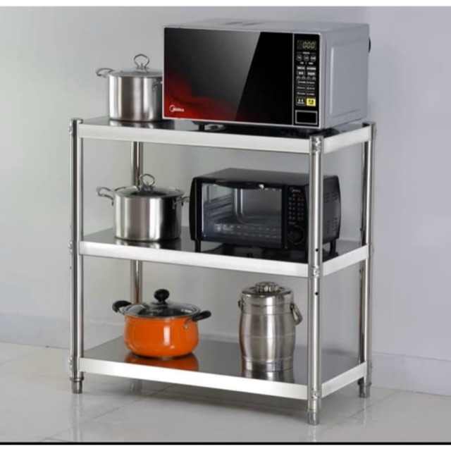 KINBAR - RAK DAPUR STAINLESS PORTABLE STAINLESS 3 SUSUN SERBAGUNA