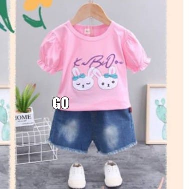 gos SET JEANS KBO RABBIT 002 EBV Bayi Baju Anak Perempuan 1-4 tahun