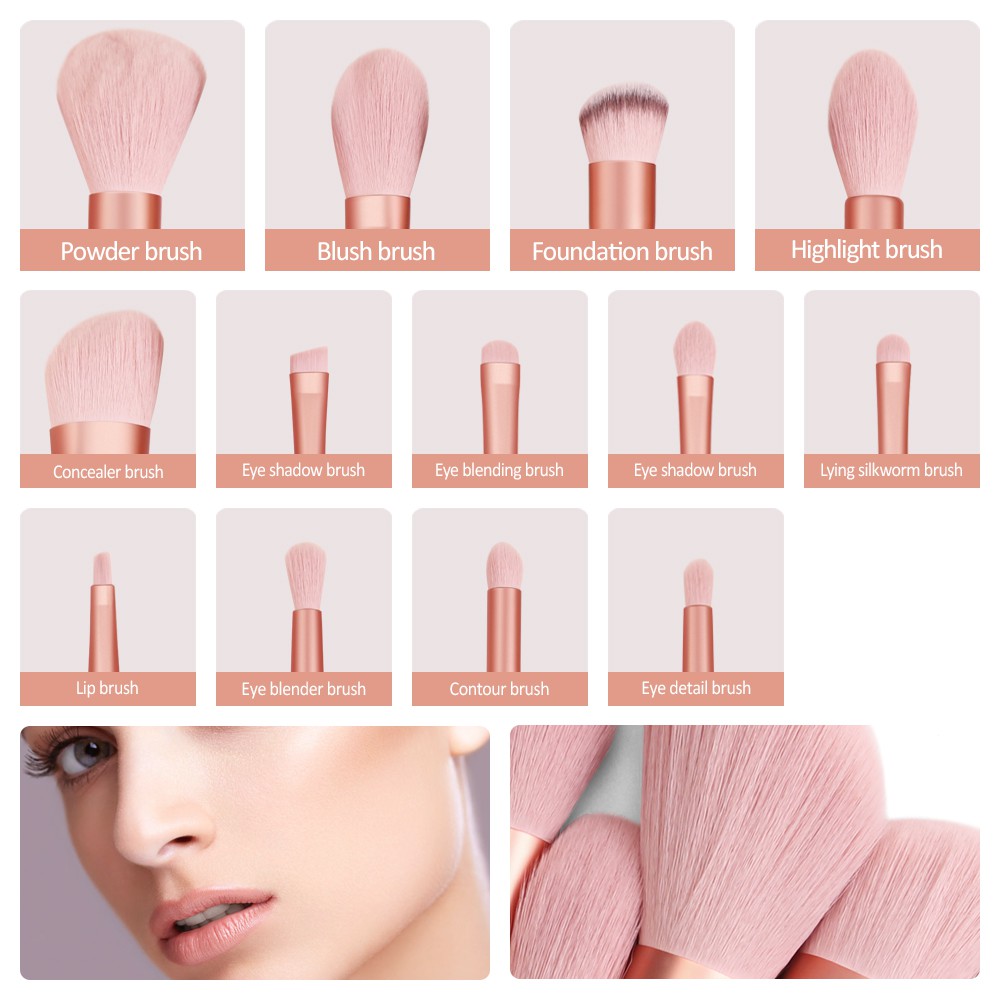 MAANGE 13Pcs Makeup Brush Sikat Lembut Beautytools Alat Rias Tas Kuas Portabel Lembut 5877