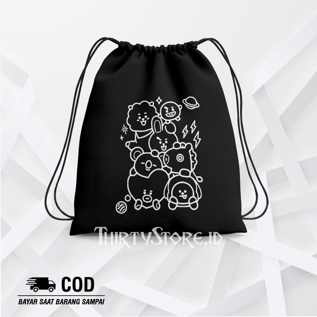 Tas Serut String Bag Emot Bts - Drawstring Bag Waterproof | Thirty Store.Id