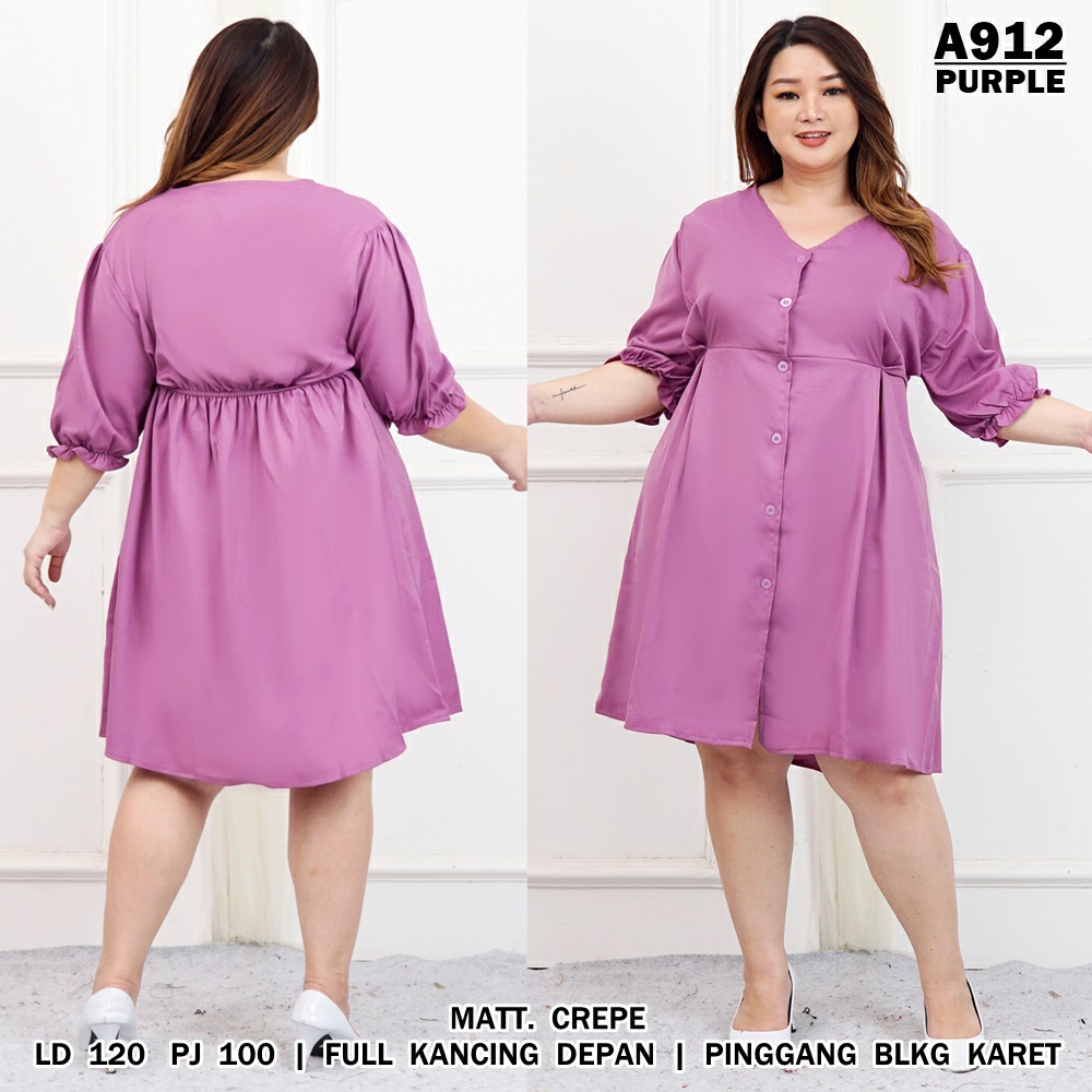 WSE390 - Dress Olin BIG SIZE Mosscrepe UK XXXL LD 120 CM PJ 100 CM Dress Wanita Jumbo 3XL PREMIUM QUALITY