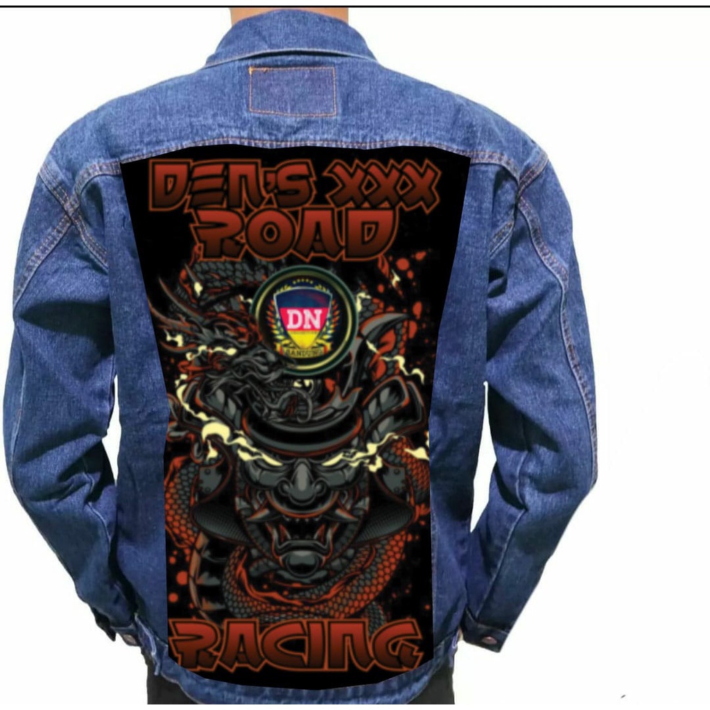 Jaket Jeans Printing  Pria&Wanita Biru Dongker/Biowosh-Jaket Denim Printing  Pria&Wanita Biru Dongke