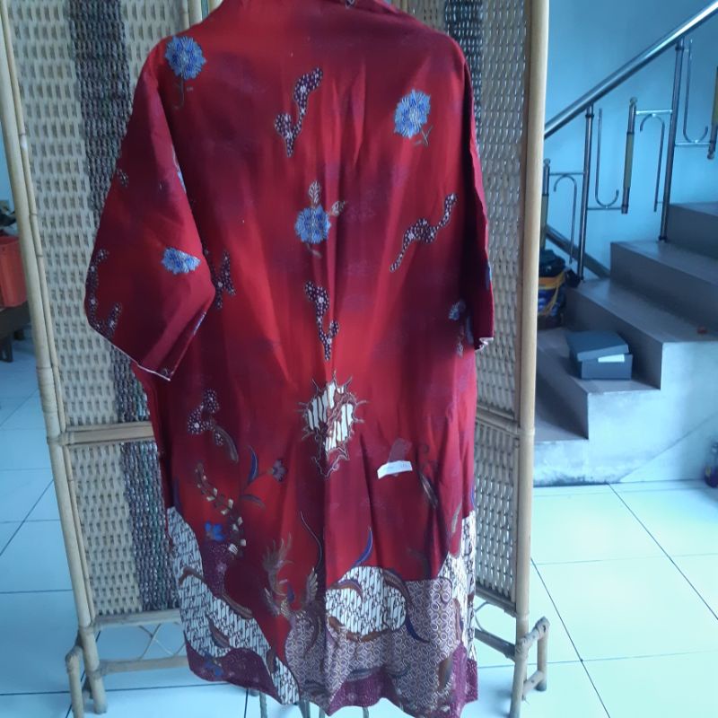 Big Size Jumbo XXL 2L Gaun terusan Batik Katun merah
