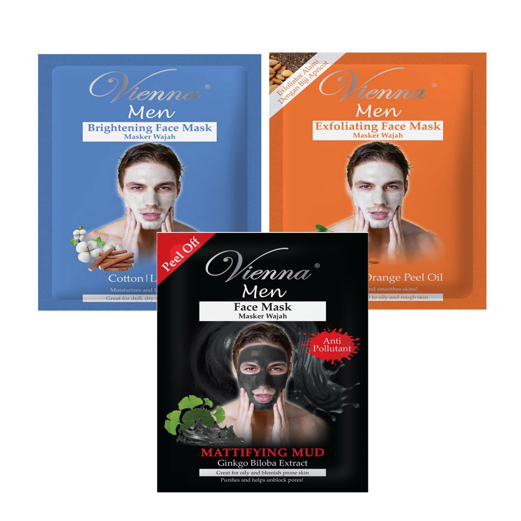 Vienna Men Face Mask - (Whitening, Mattifying Mud, Exfoliating)