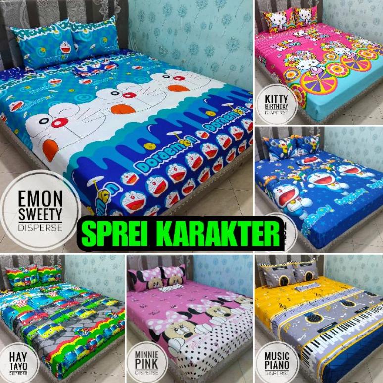 SPREI KARAKTER . SPREI DORAEMON SPREI HELLO KITTY SPREI KARTUN SPREI HOMEMADE MURAH TERLARISS...,,,,