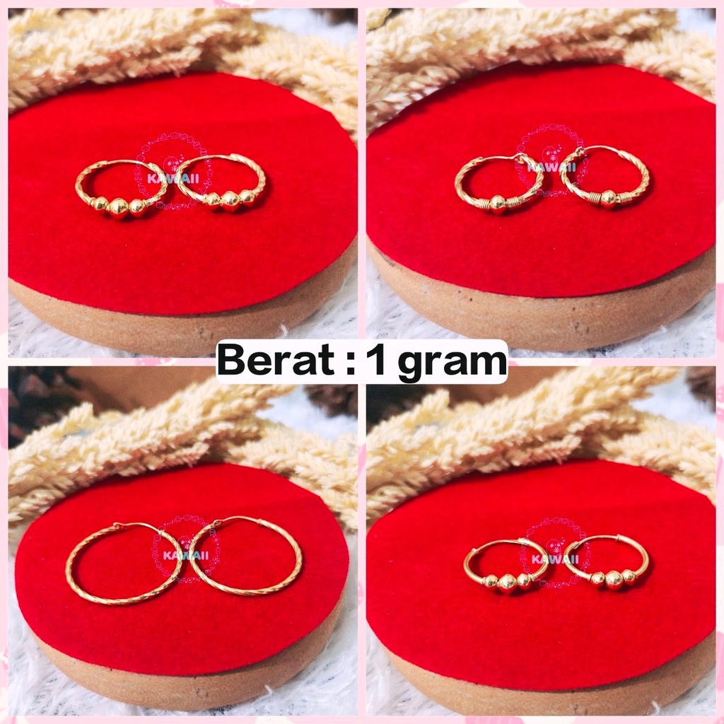 Anting Ring 1 Gram Emas Muda