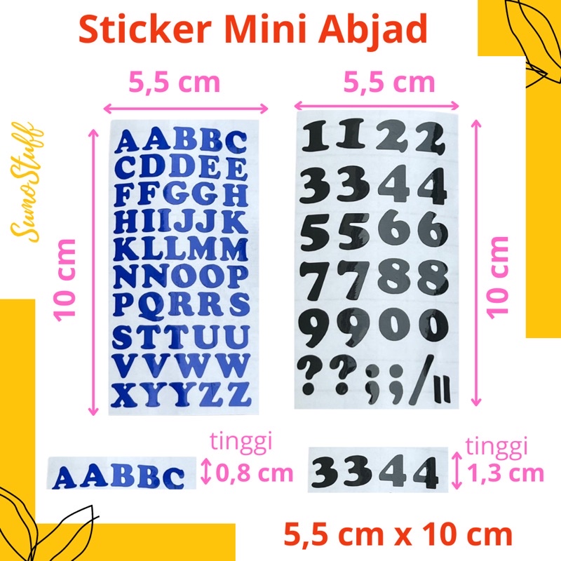 

Sumostuff stiker Cutting Mini abjad angka journal deko bujo 5,5 x 10cm
